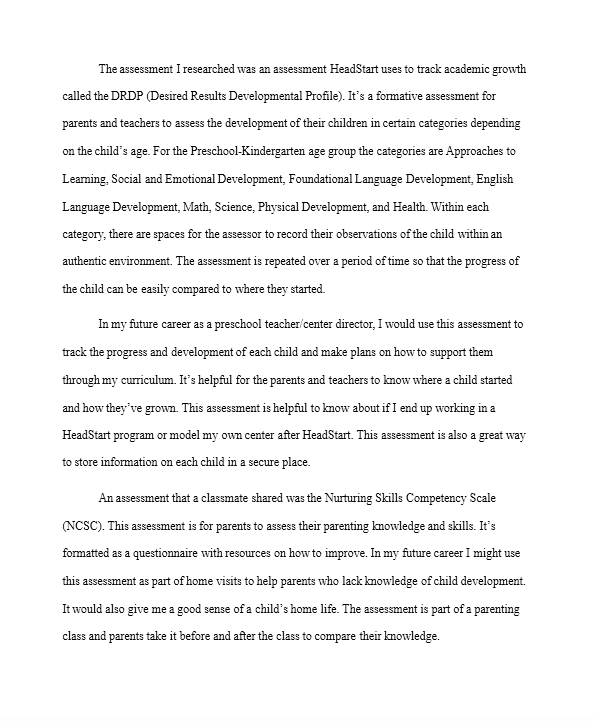 Additional Assessments - CHILD350